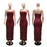 SC Sexy Sequin Split Sling Evening Dress CYA-902184