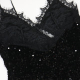 SC V Neck Backless Sequin Sling Mini Dress CYA-902122