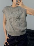 SC Embroidered Knit Solid Color Sleeveless Tops GQNF-Y00082TM