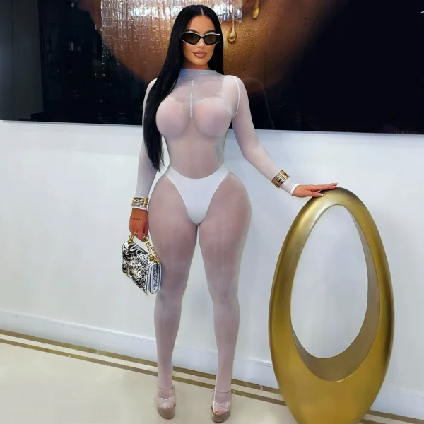 SC See Through Solid Color Stocking Tight Jumpsuit SFY-822