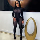 SC See Through Solid Color Stocking Tight Jumpsuit SFY-822