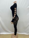 SC Lace Hollow Out Long Sleeve Knits Jumpsuit GQNF-F00005Q