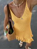 SC Solid Color Knits Ruffles Sling Mini Dress GQNF-F00041D