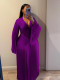 SC Plus Size Pleated Long Sleeve Maxi Dress NNWF-8154