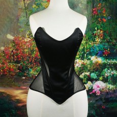 SC Mesh Patchwork Tie Up Wrap Chest Tops GPBY-7411