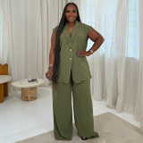 SC Plus Size Sleeveless Loose Two Piece Pants Set NNWF-8146