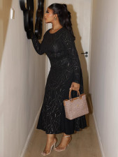 SC Plus Size Long Sleeve O Neck Maxi Dress NNWF-8150