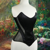 SC Mesh Patchwork Tie Up Wrap Chest Tops GPBY-7411
