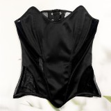 SC Mesh Patchwork Tie Up Wrap Chest Tops GPBY-7411