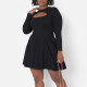 SC Plus Size Hollow Out Solid Color Mini Dress NNWF-8157