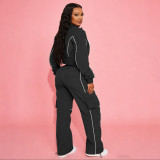 SC Plus Size Long Sleeve Zipper Jackets Two Piece Pants Set YNSF-8021