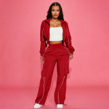 SC Plus Size Long Sleeve Zipper Jackets Two Piece Pants Set YNSF-8021