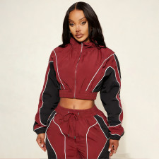 SC Plus Size Contrast Color Patchwork Drawstring Pants Suit YNSF-8022