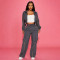 SC Plus Size Long Sleeve Zipper Jackets Two Piece Pants Set YNSF-8021