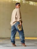 SC Plus Size Holes Patchwork Washed Loose Jeans GYLN-0044