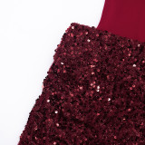 SC Solid Color Sling Sequin Patchwork Mini Dress GDSF-D25DS552