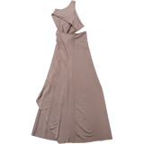SC Slash Neck Solid Color Split Maxi Dress XEF-K25D86428