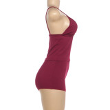 SC Deep V Neck Strapless Pajamas Shorts Loungewear Set DLSF-K25S87170