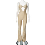 SC Tight Sport Solid Color Micro Flare Jumpsuit GDSF-D24JP701