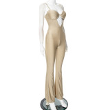 SC Tight Sport Solid Color Micro Flare Jumpsuit GDSF-D24JP701