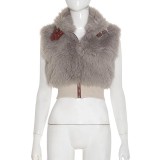 SC Sleeveless Furzzy Zipper Tops GDSF-C25TP258