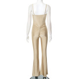 SC Tight Sport Solid Color Micro Flare Jumpsuit GDSF-D24JP701