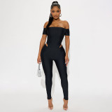 SC One Shoulder Solid Color Jumpsuit MXBF-J25JP432