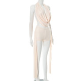 SC Halterneck Sleeveless Backless Tops Short Suit GDSF-J25ST082