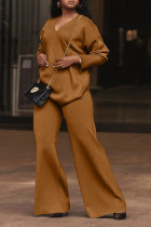 SC Plus Size Solid-Color Thickened Suede Two-Piece Pants Set BGN-BN318