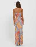 SC Mesh Print Slim Sling Maxi Dress GWLS-202406