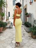 SC Sexy Sling Solid Color Backless Maxi Dress GWLS-202403