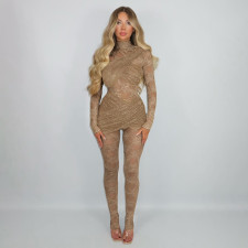 SC See Through Lace Long Sleeve Tight Jumpsuit GDSF-D25JP529