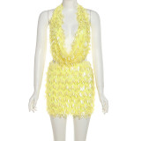 SC Halterneck V Neck Sexy Two Piece Skirts Set DLSF-K25S76192