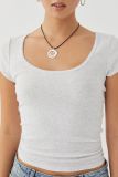 SC Solid Color U Neck Knits T Shirt GWLS-202402