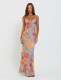 SC Mesh Print Slim Sling Maxi Dress GWLS-202406