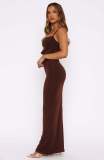 SC Sling Solid Color Hollow Out Ruched Maxi Dress GWLS-202502