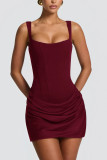 SC Solid Color Sleeveless Sling Mini Dress GWLS-202513