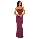 SC Sexy Sling Solid Color Backless Maxi Dress GWLS-202403