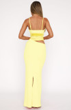 SC Solid Color Mesh Sling Maxi Dress GWLS-LD202508