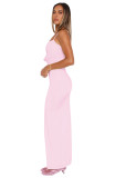 SC Sling Solid Color Hollow Out Ruched Maxi Dress GWLS-202502