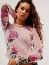SC Mesh Print Long Sleeve T Shirt GWLS-202401