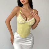 SC Mesh Patchwork Lace Backless Sling Tank Tops GOMN-70113