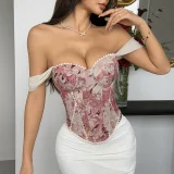 SC Retro Jacquard Wrap-Front Fishbone Camisole GOMN-71097