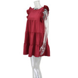 SC Ruffles Sleeve Loose Patchwork Casual Dress GWLS-LD201002