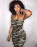 SC Plus Size Camouflage Print Wrap Chest Midi Dress GWLS-LD0051