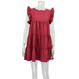 SC Ruffles Sleeve Loose Patchwork Casual Dress GWLS-LD201002
