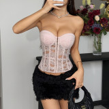SC Embroidered Fishbone-Strap Backless Tank Top GOMN-71202