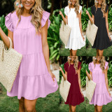 SC Ruffles Sleeve Loose Patchwork Casual Dress GWLS-LD201002