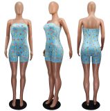 SC Cartoon Print Strapless Romper GWLS-LD201016