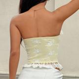 SC Lace Patchwork Tie Up Fishbone Tank Tops GOMN-70203